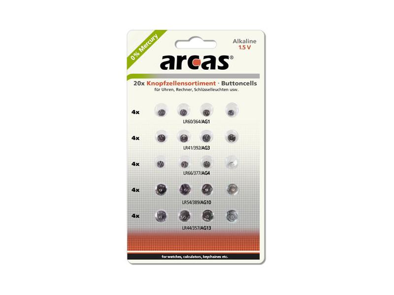 Arcas Alkaline Nappiparistot AG1-AG13, 1.5V, 20 kpl Arcas Alkaline Nappiparistot AG1-AG13, 1.5V, 20 kpl